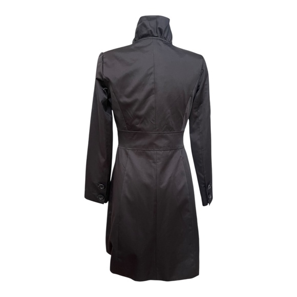 White House Black Market Black Trench Coat Size 00 - Picture 4 of 16